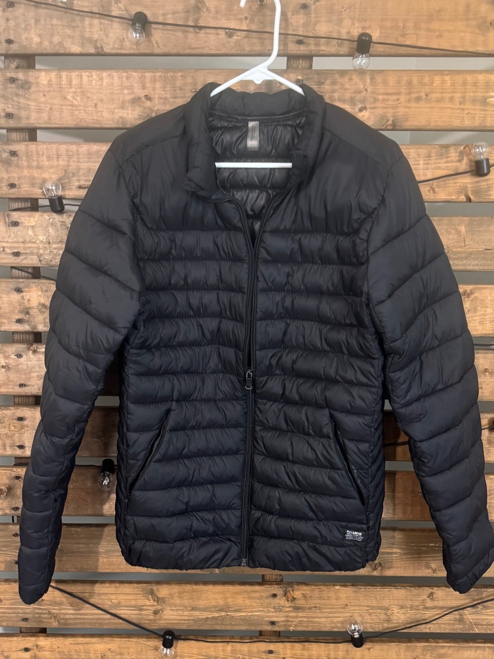 Pull&Bear Black Lightweight Quilted Puffer Jacket Women’s  L Full Zip